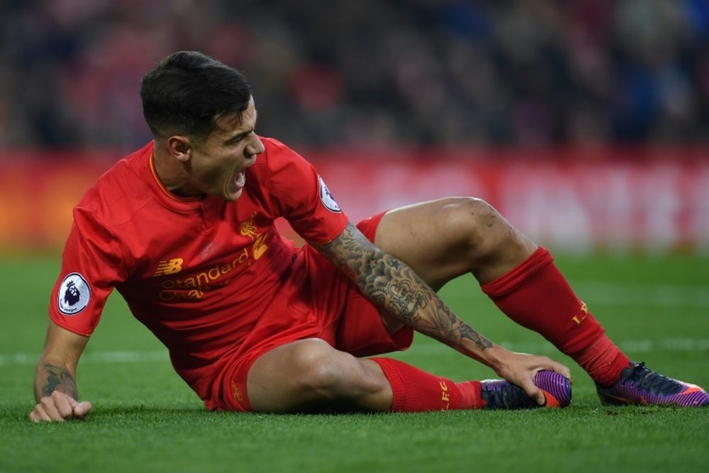 Coutinho picked up an ankle injury against Sunderland in November. AFP