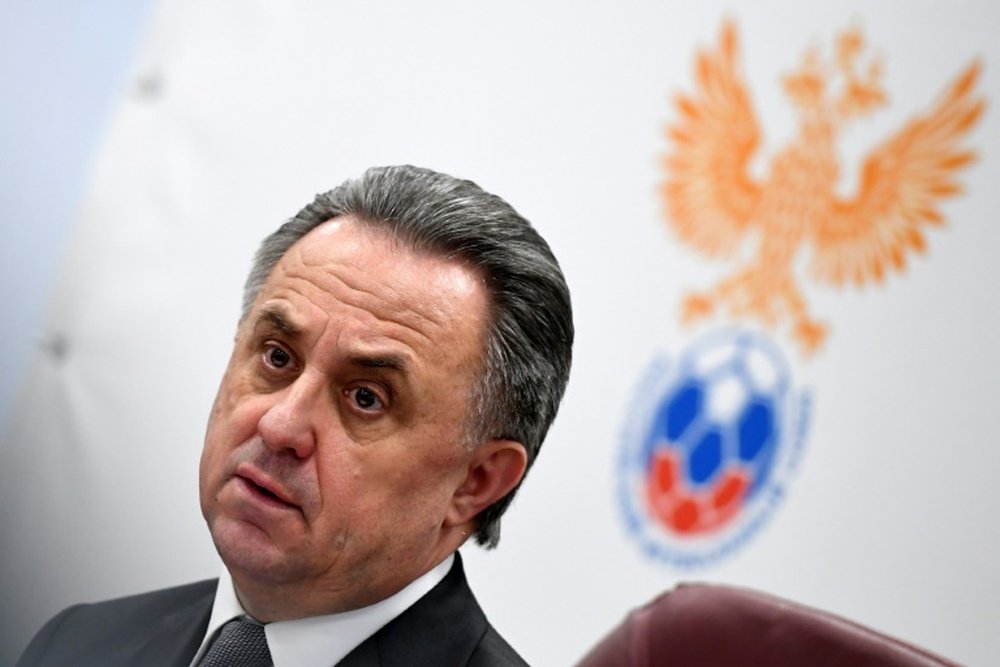Le vice-premier ministre russe Vitali Moutko répond aux questions des reporters à Moscou. AFP