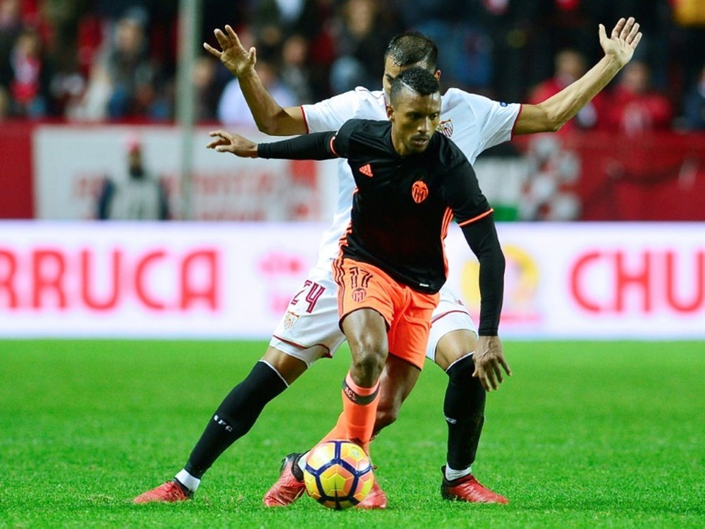 Le Portugais de Valence Nani, à Séville lors du match de Liga face au FC Séville. AFP