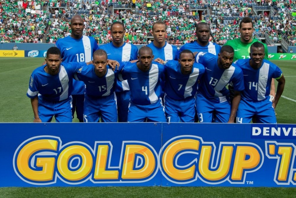 L'équipe de la Martinique à la Gold Cup, le 14 juillet 2013 à Denver. AFP