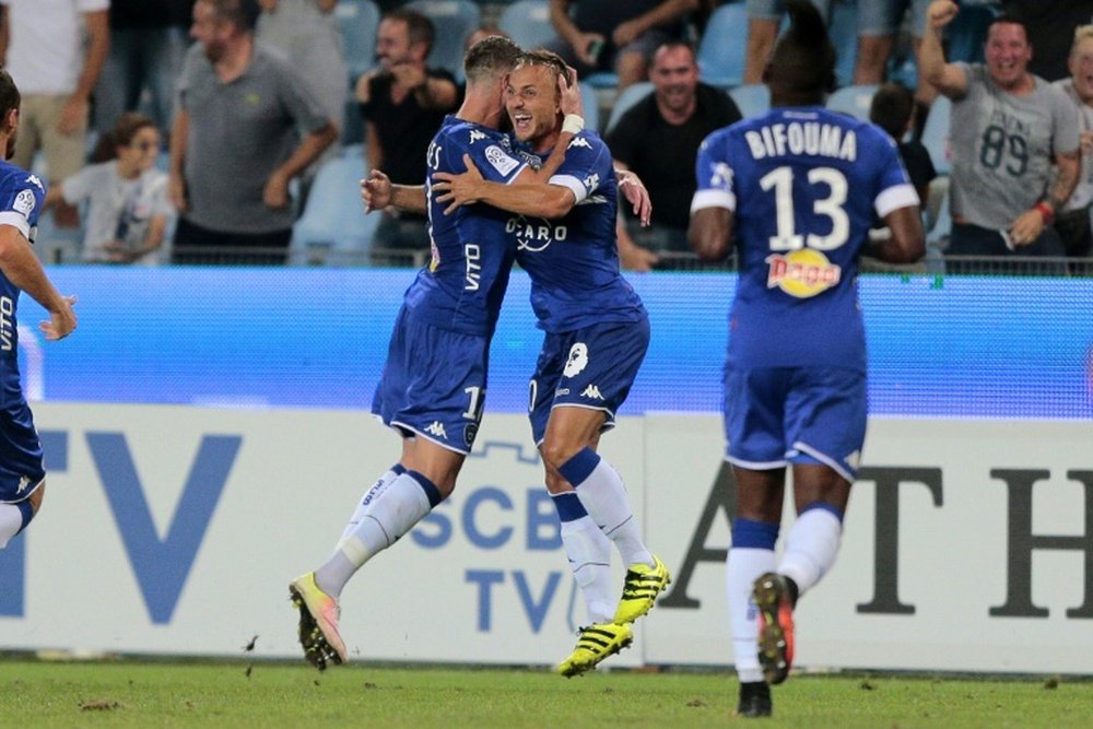 Le Suédois Pierre Bengtsson (c)a offert la victoire à Bastia face à toulouse au stade Armand Cesari, le 10 septembre 2016