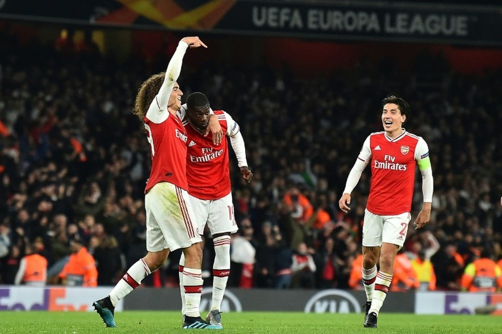Nicolas Pepe was the hero for Arsenal with two brilliant free-kicks v Guimaraes. AFP