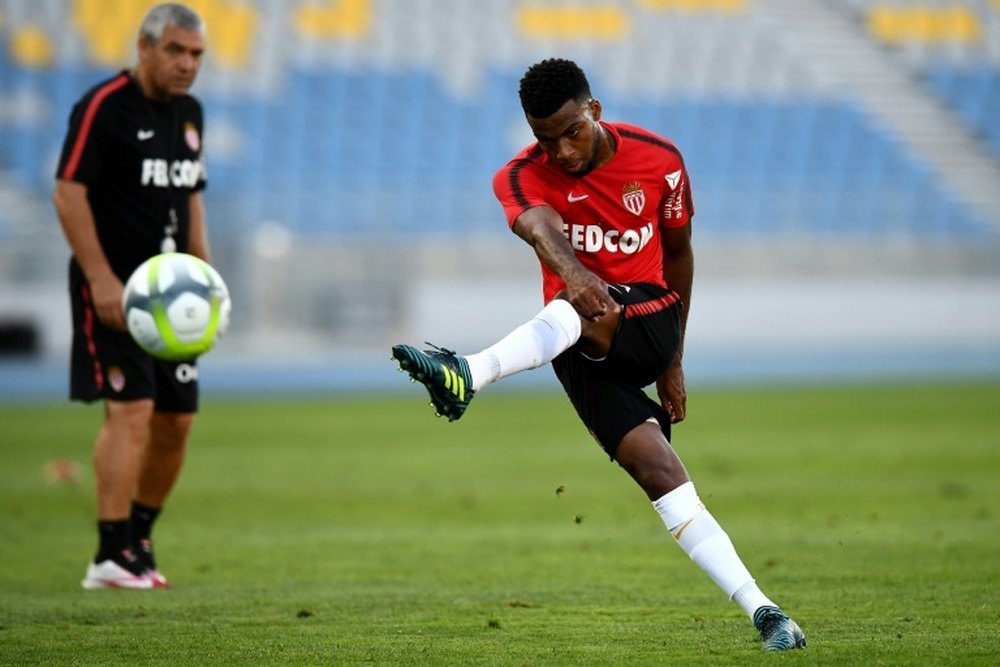 Le milieu de terrain français Thomas Lemar, lors d'un entraînement avec Monaco. AFP