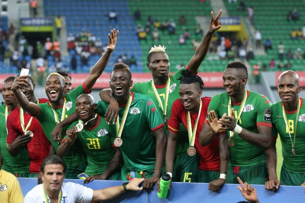 L'équipe du Burkina Faso, 3e de la CAN, le 4 février 2017 à Port-Gentil. AFP