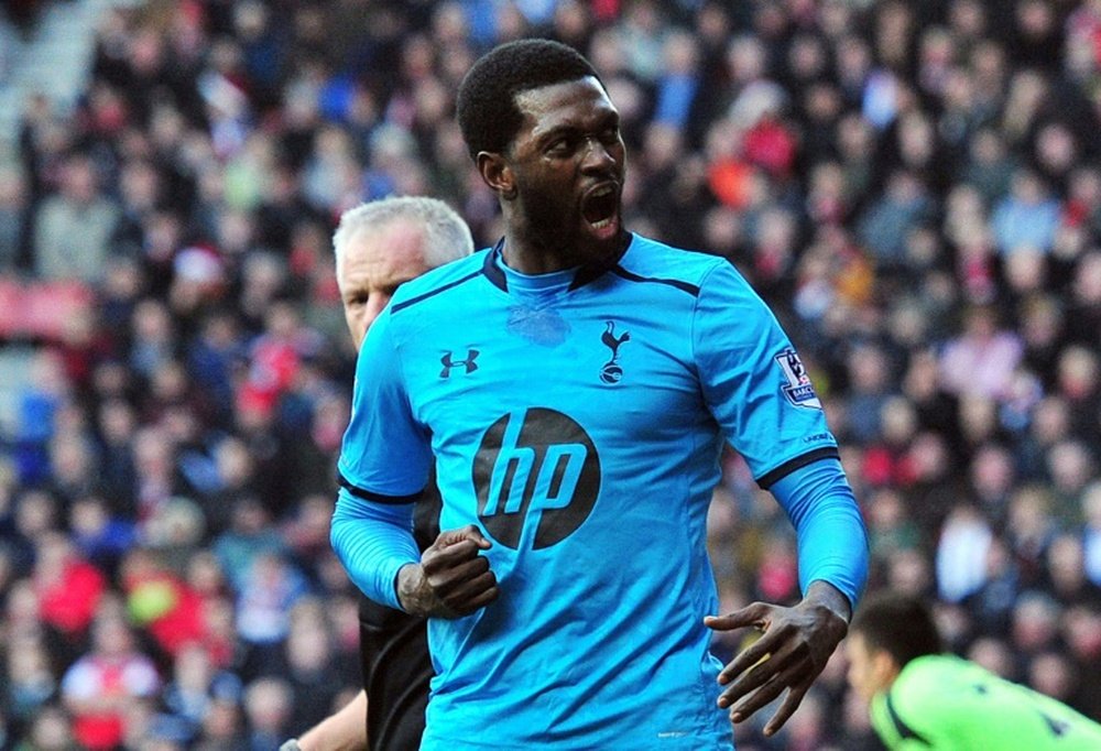 Emmanuel Adebayor, buteur avec Tottenham contre Southampton au St Marys Stadium, le 22 décembre 2013