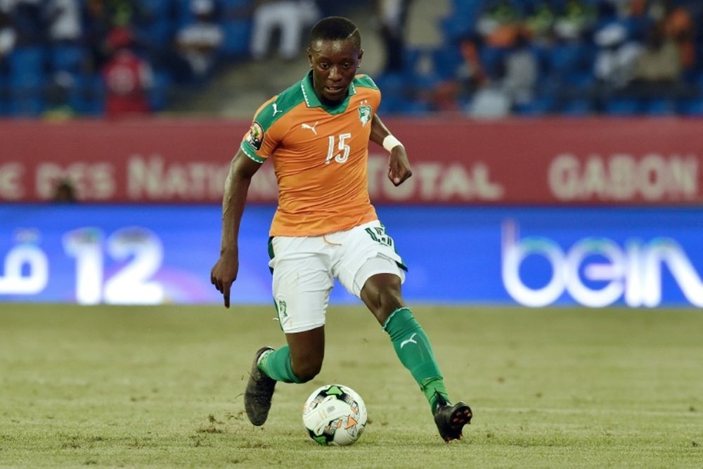 Max-Alain Gradel, sous le maillot de la Côte d'Ivoire, contre la RD Congo à la CAN-2017. AFP
