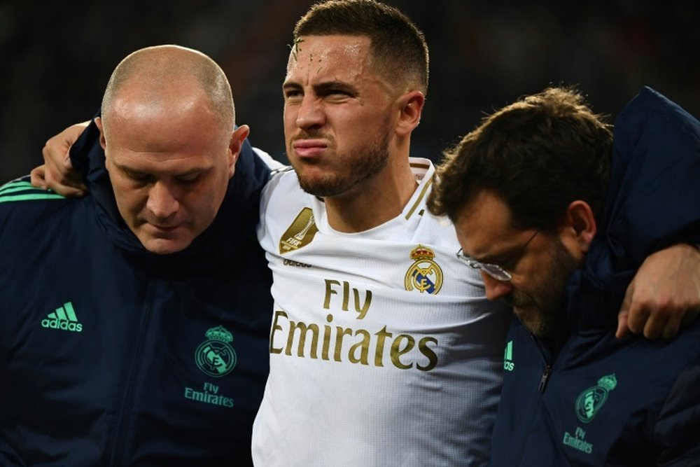 O Real respira aliviado: Hazard não sofreu uma lesão óssea. AFP