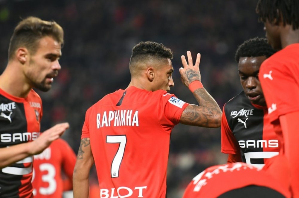 Raphinha, atacante de destaque do Leeds e ex do Rennes. AFP