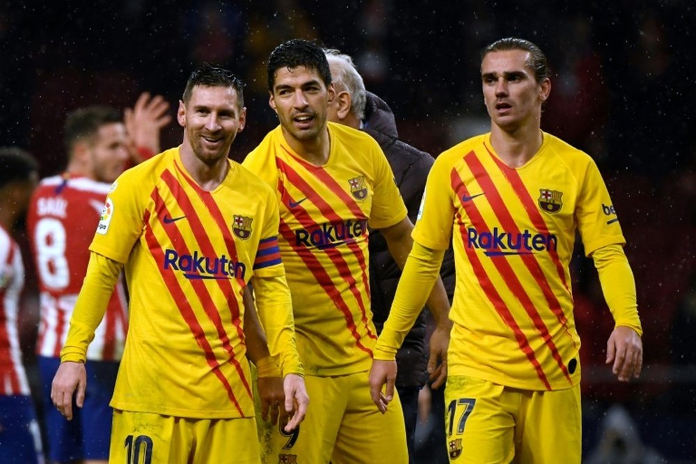 Leo y el Barça se estrenaron en el Metropolitano. AFP
