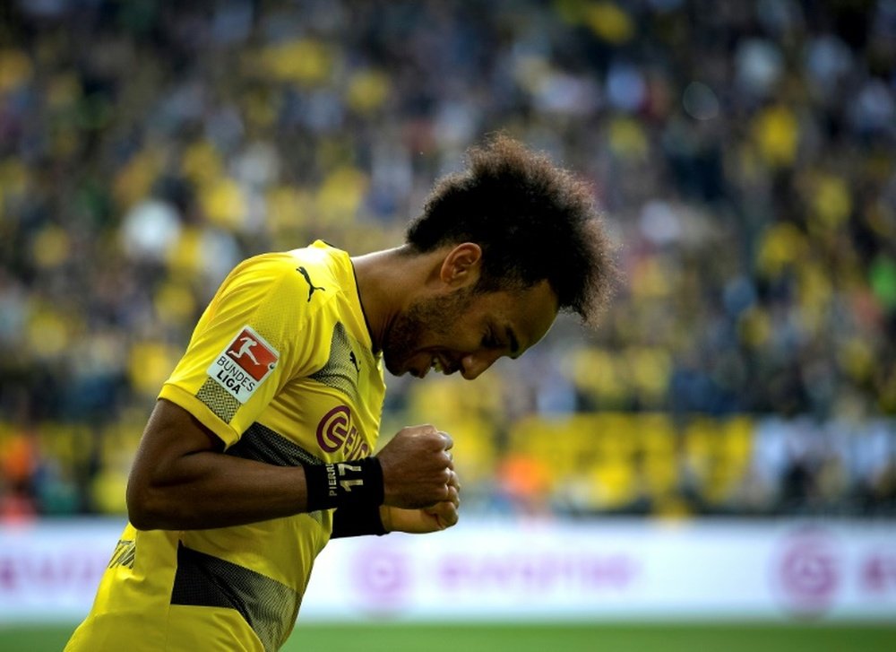 L'attaquant de Dortmund Pierre-Emerick Aubameyang lors du match face au Werder Brême. AFP