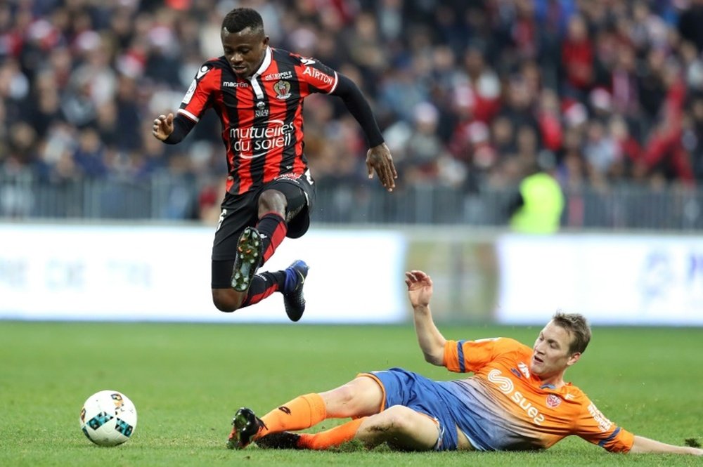 Le milieu ivorien Jean Michaël Seri, lors du match contre Dijon, le 18 décembre 2016 à Nice. AFP