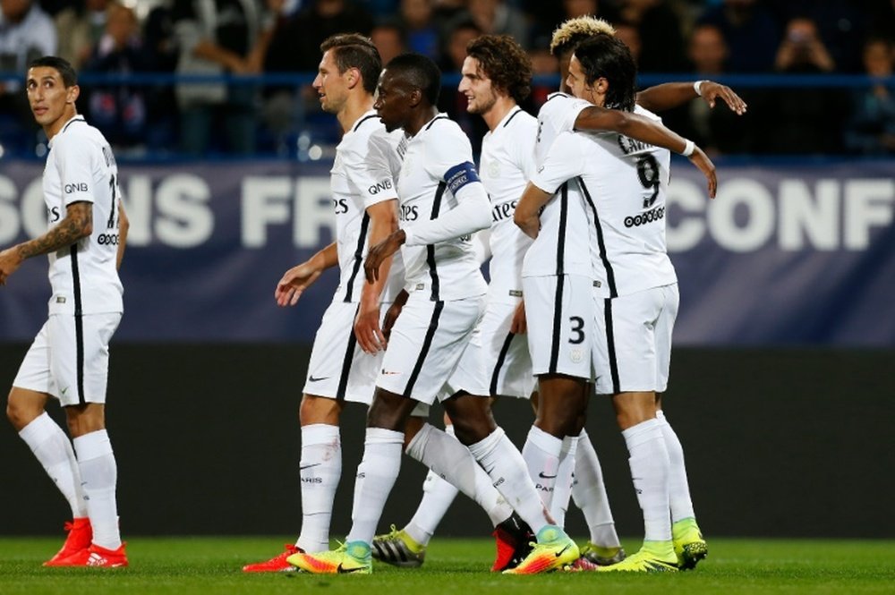 Le PSG vainqueur de Caen avec notamment un quadruplé d'Edinson Cavani au stade Michel d'Ornano. AFP