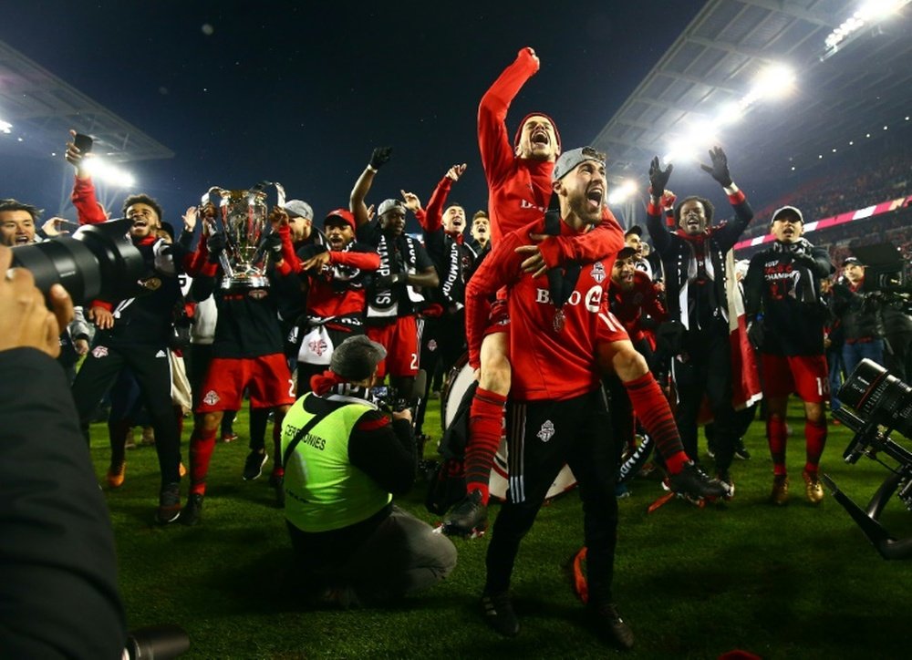 Os jogadores do Toronto FC celebram a conquista do título. AFP