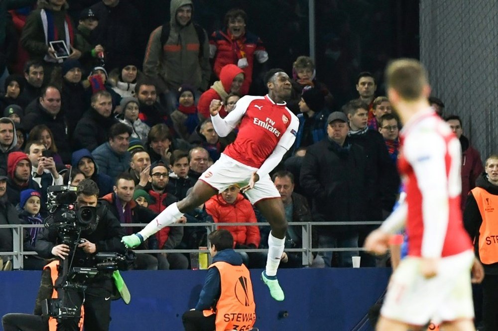 Lattaquant d'Arsenal, Danny Welbeck a réduit le score face au CSKA Moscou. AFP