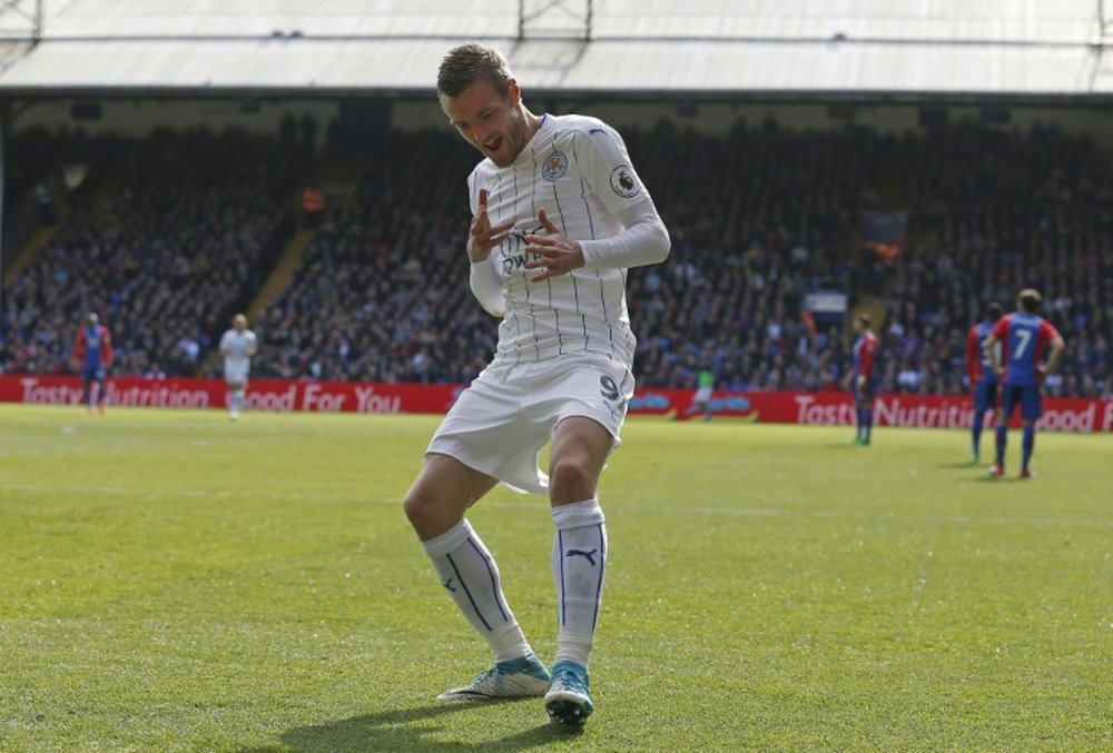 L'attaquant de Leicester Jamie Vardy, buteur contre Crystal Palace en championnat d'Angleterre. AFP