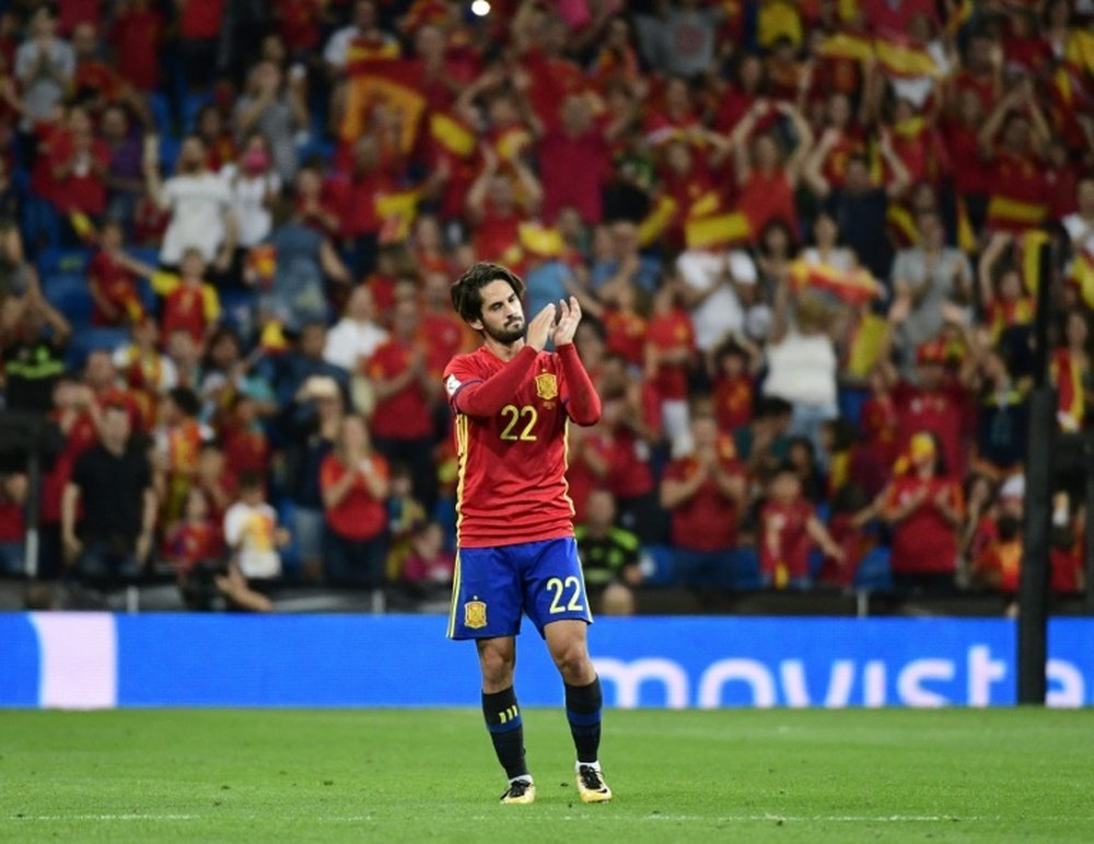 Le milieu de l'Espagne Isco, auteur dun doublé contre l'Italie à Santiago Bernabeu. AFP