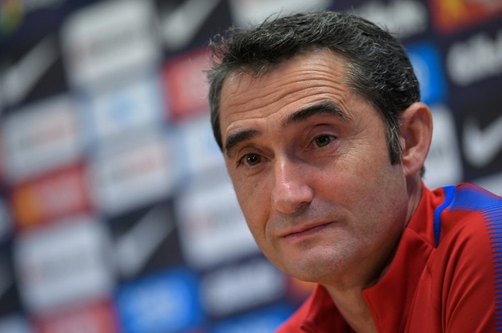 Valverde, en rueda de prensa. AFP