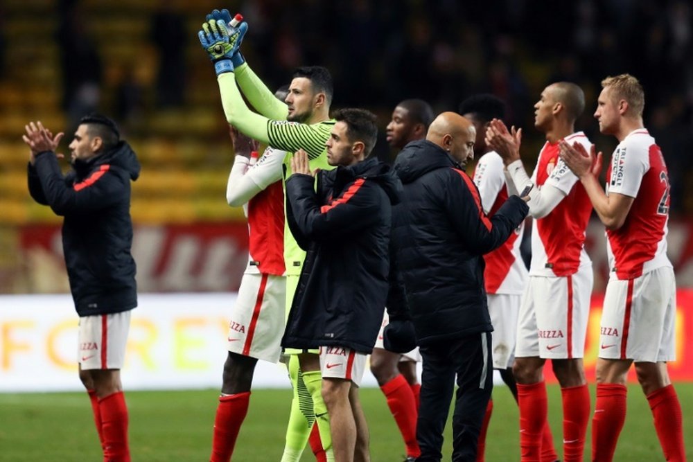Les joueurs de Monaco à l'issue de leur match remporté face à Caen. AFP