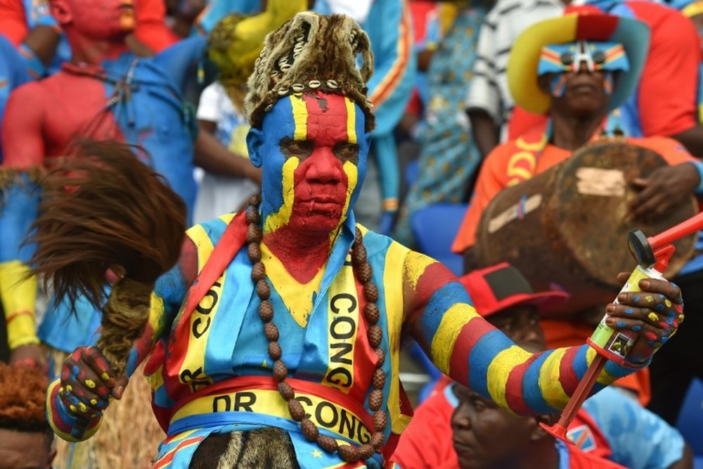 Des supporters de la RD Congo encouragent leur équipe face à la Côte dIvoire à la CAN. AFP