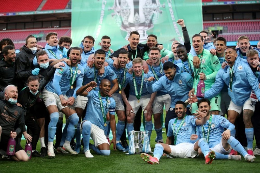 VÍDEO: así festejó el City la conquista de la EFL Cup. AFP