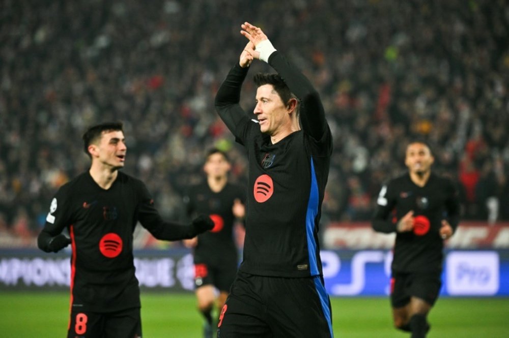Lewandowski, camino de su mejor Champions. AFP