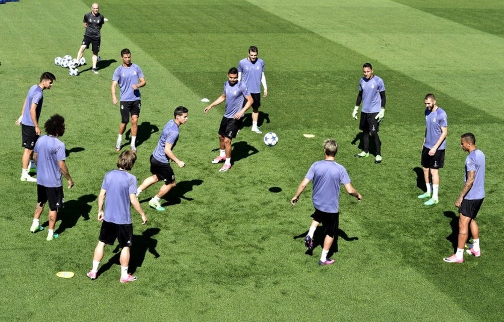 Le Real Madrid prépare la réception du Bayern Munich, lors d'une séance d'entraînement. AFP
