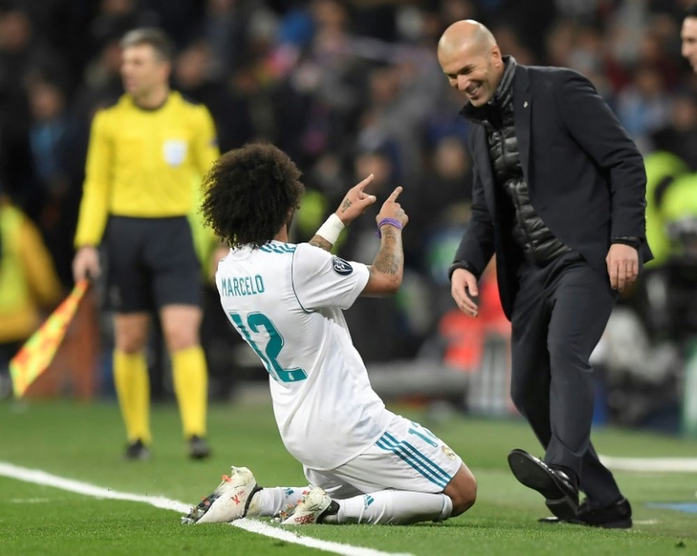 Marcelo has declared himself a big fan of his manager Zidane. AFP