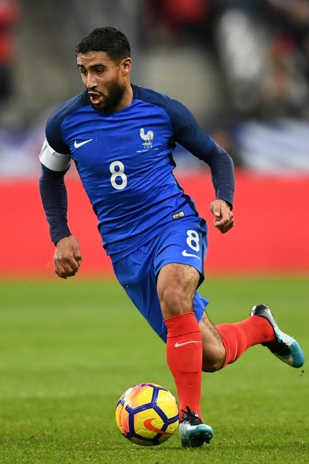 Nabil marque un but pour l'Équipe de France. AFP