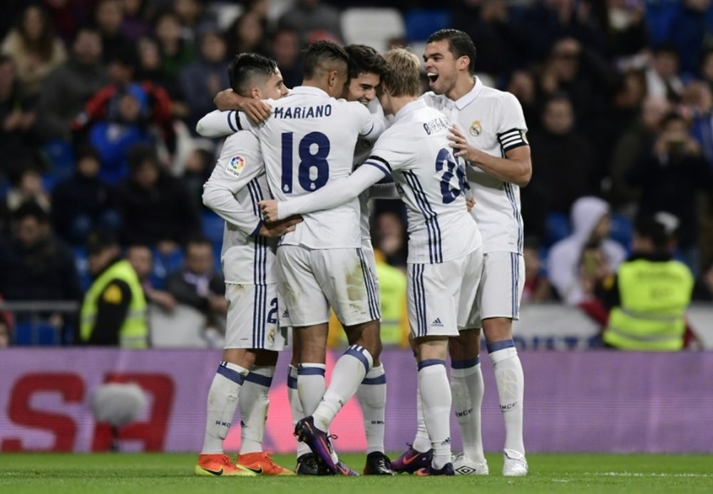 Mariano (18) scored a hat-trick while Enzo Zidane scored on debut. AFP