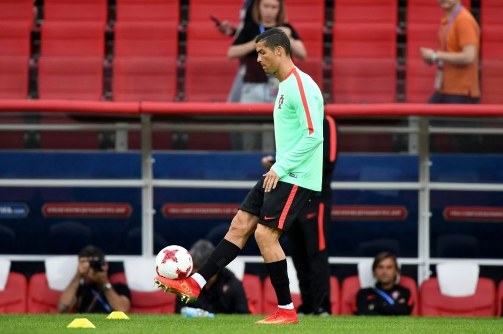 Cristiano Ronaldo, à lentraînement avec le Portugal, le 20 juin 2017 à Moscou. AFP