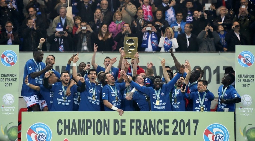Strasbourg a été sacré champion de Ligue 2. AFP