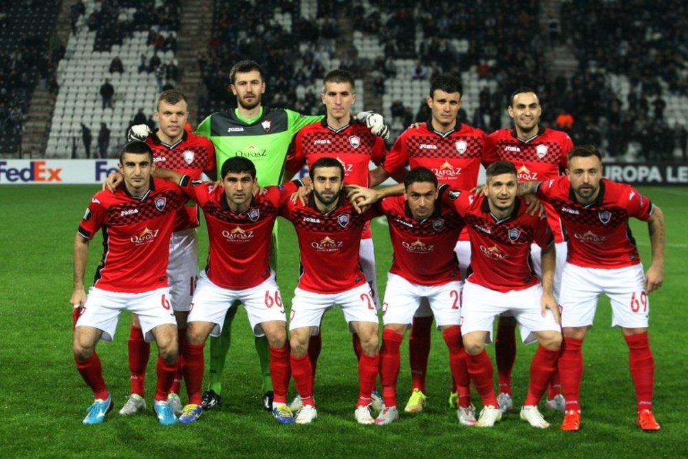 Léquipe azérie de Qabala avant un match dEuropa League, le 26 novembre 2015 à Thessalonique contre le PAOK