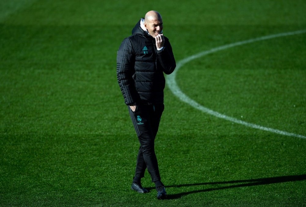 L'entraîneur français du Real Madrid, Zinédine Zidane, sur le terrain de Valdebebas. AFP