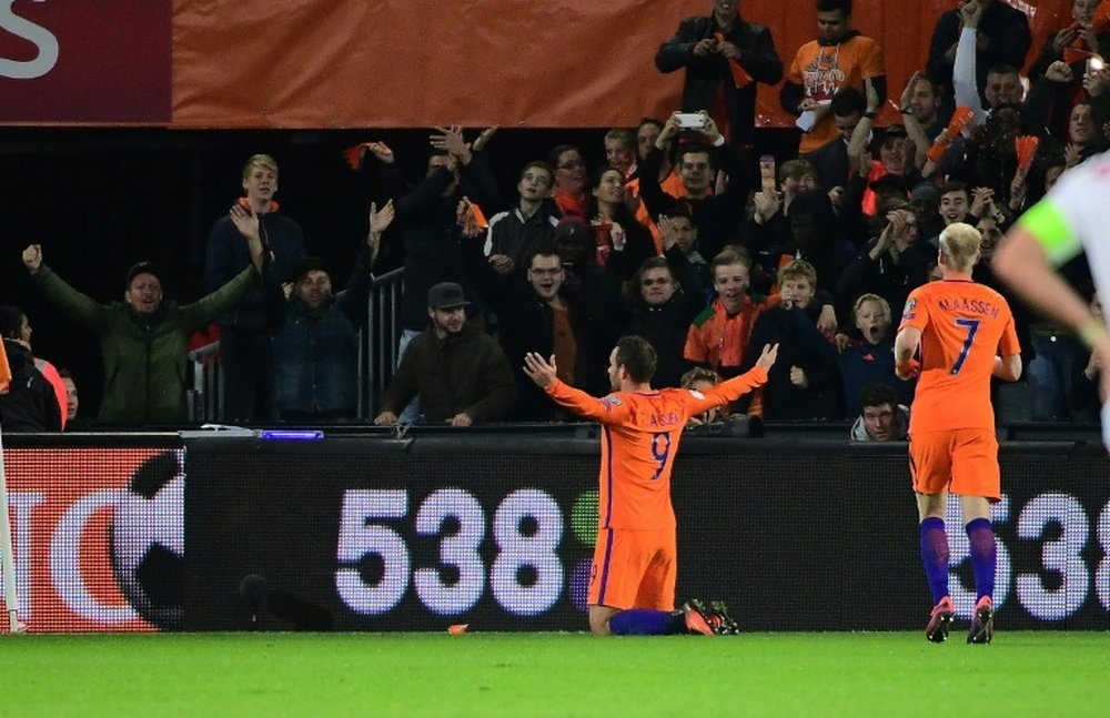 L'attaquant incent Janssen a inscrit le 4e but des Pays-Bas contre le Belarus à Rotterdam. AFP