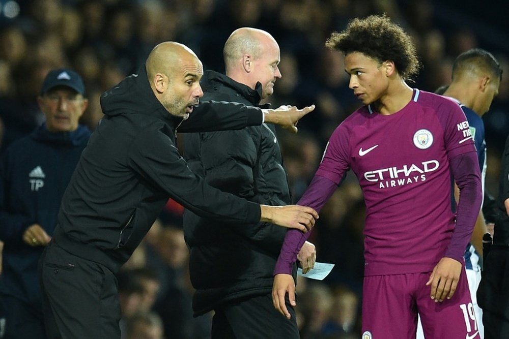 Leroy Sane suffered ankle ligament damage in the FA Cup tie against Cardiff. AFP