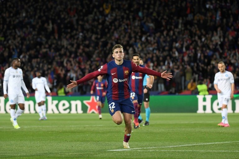 Fermin Lopez socred Barca's opener against Napoli. AFP