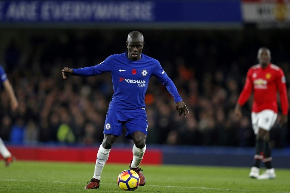 N'Golo Kanté, milieu de terrain de Chelsea, lors du match contre Manchester. AFP