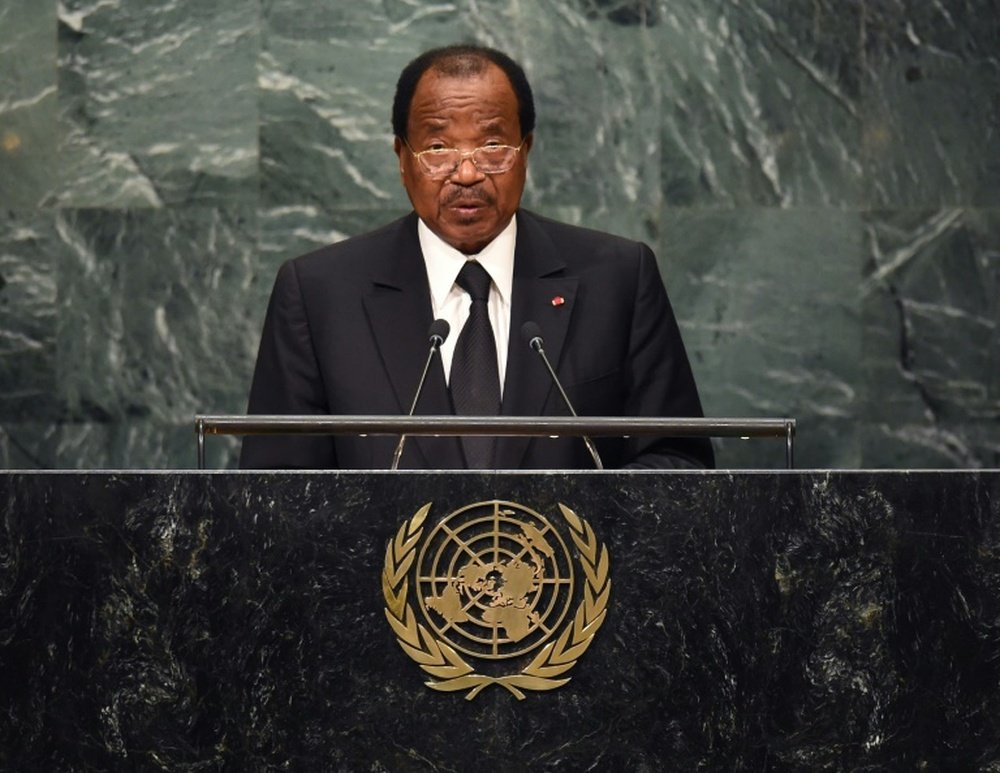 Paul Biya, le président du Cameroun, sexprime à la tribune de lassemblée générale de l'Onu. AFP