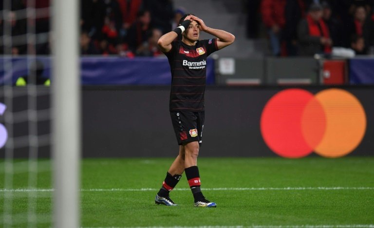 Lattaquant méxicain du Bayer Leverkusen Javier Chicharito Hernandez, le 18 octobre 2016 lors du match de C1 face au Tottenham Hotspur