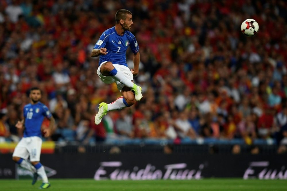 Le milieu de terrain italien Leonardo Spinazzola contre l'Espagne, le 2 septembre à Madrid. AFP