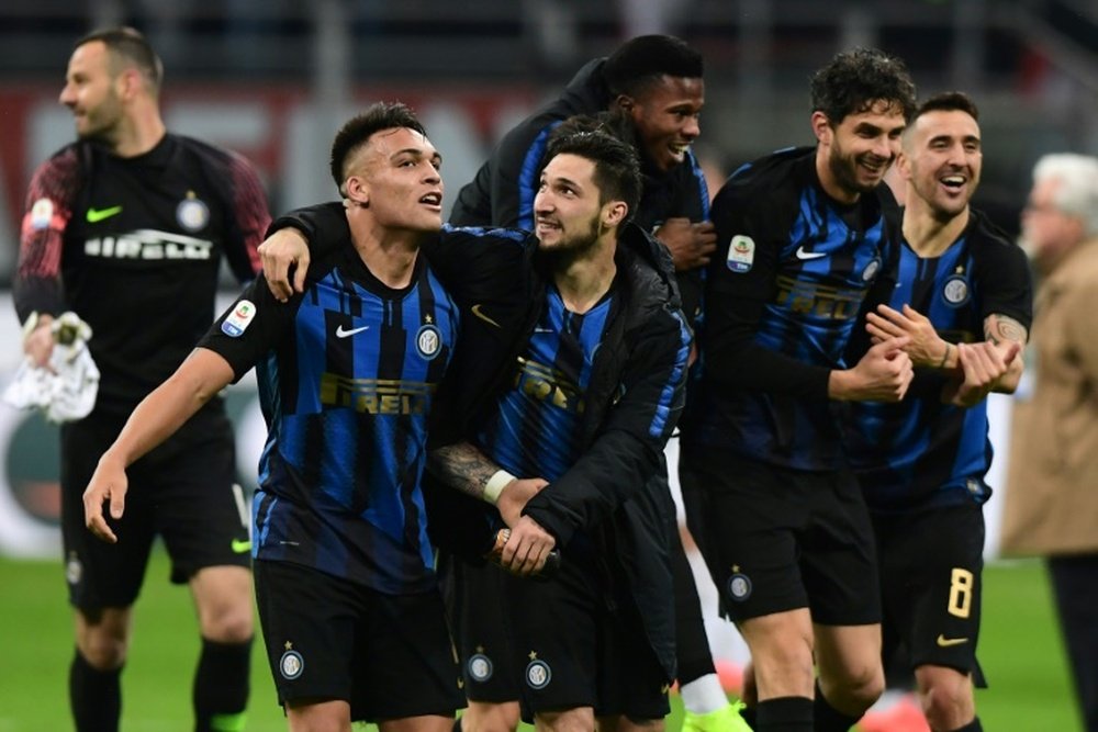 L'Inter remporte le derby et retrouve le podium. AFP
