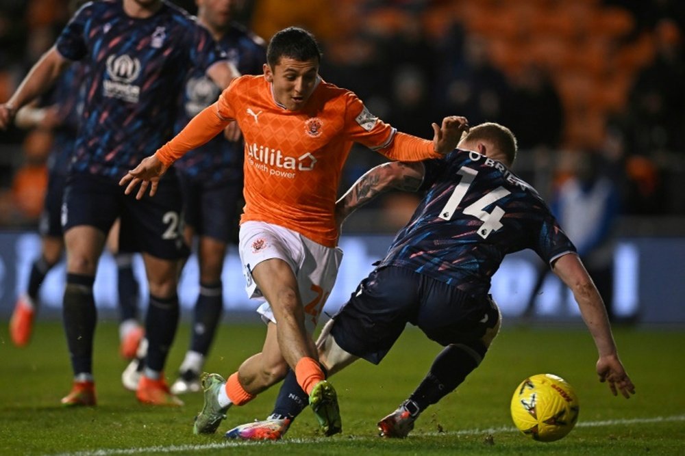 Ian Poveda scored as Blackpool knocked Nottingham Forest out of the FA Cup. AFP
