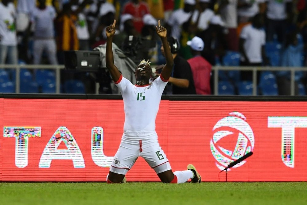 Bancé, attaquant du Burkina Faso, après son but lors du quart de finale de la CAN-2017. AFP
