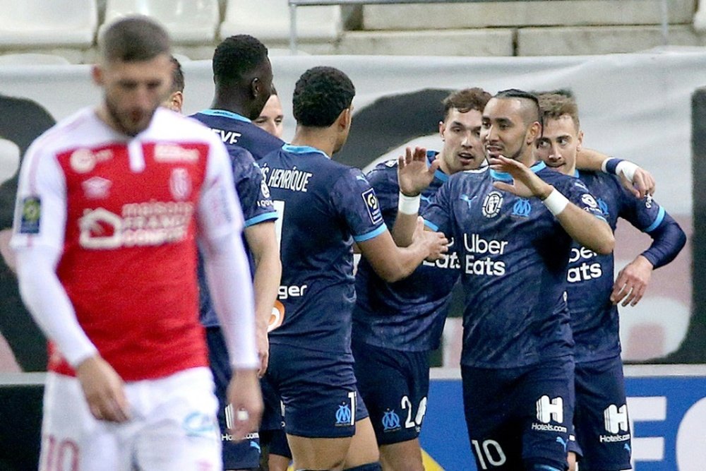 El Olympique de Marsella venció al Stade Reims 1-3. AFP