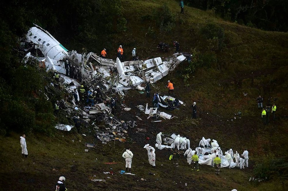 El accidente aéreo de la delegación del Chapecoense se cobró 75 víctimas. AFP