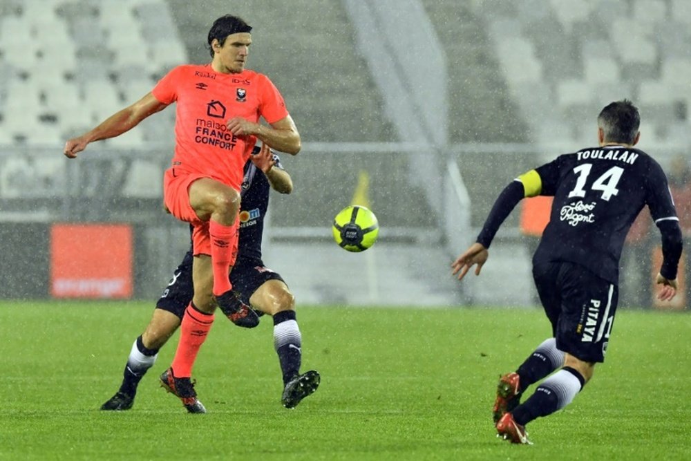 L'attaquant de Caen Ivan Santini lors du match contre les Girondins. AFP