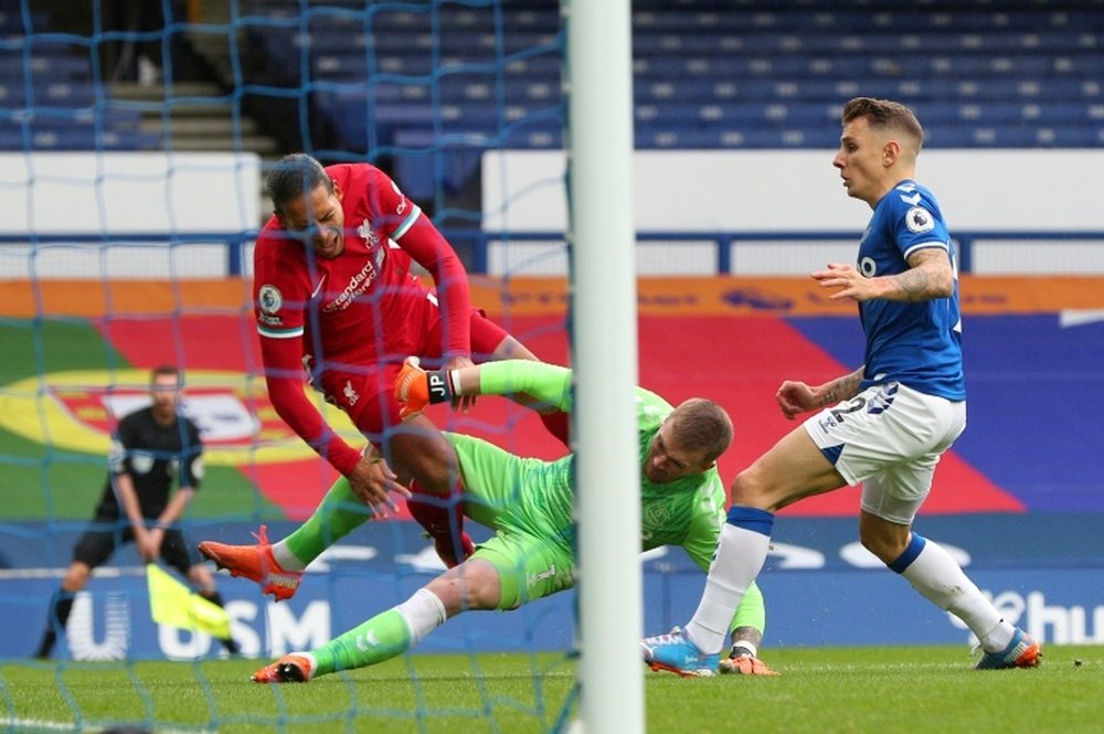 Pickford, suplente en el Everton. AFP