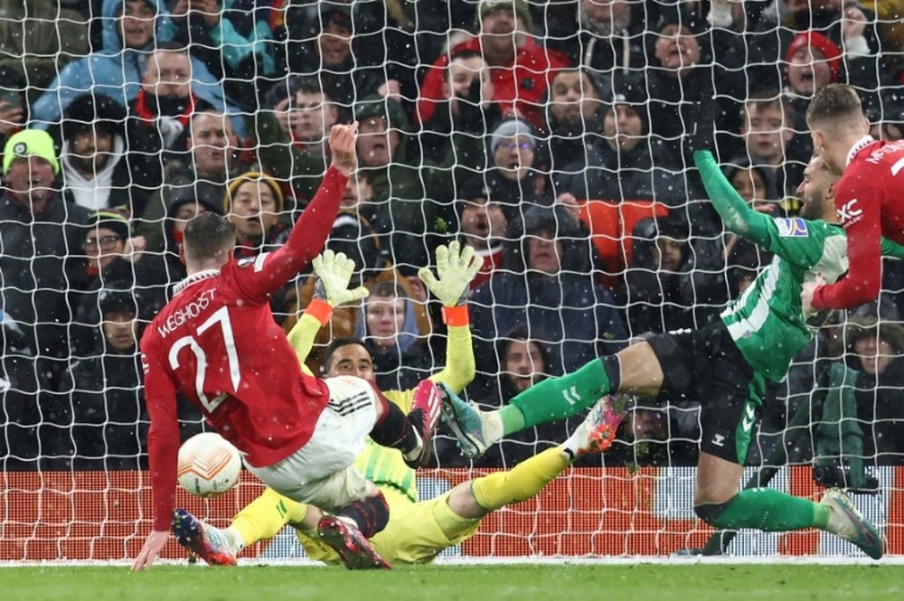 Wout Weghorst parachève le succès (4-1) de Manchester United contre le Betis Séville en Ligue Europa, le 9 mars 2023 à Old Trafford