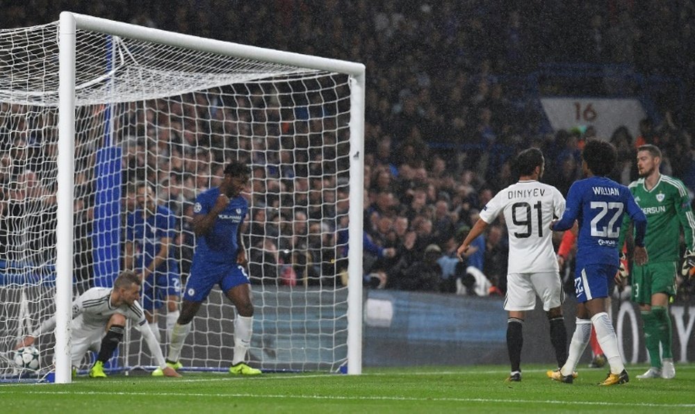 Michy Batshuayi started and scored for Chelsea at Stamford Bridge. AFP