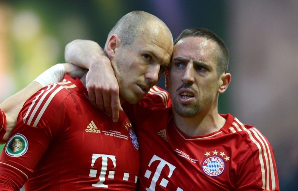 La emotiva despedida de Robben y Ribéry. AFP
